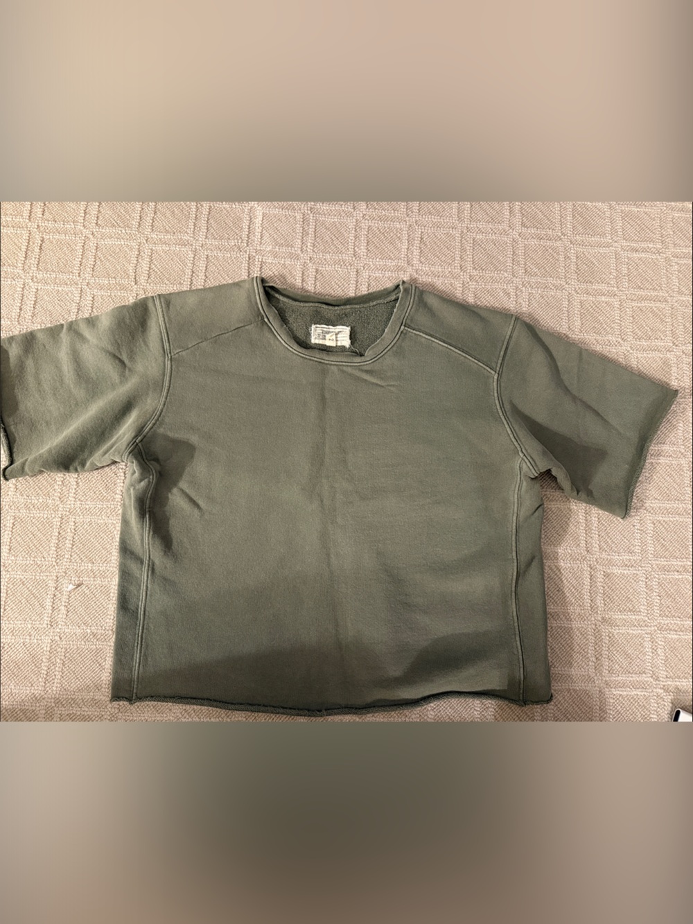 Current/Elliott Women's Olive Green Short Sleeve Raw Hem Sweatshirt Size 2 (M)